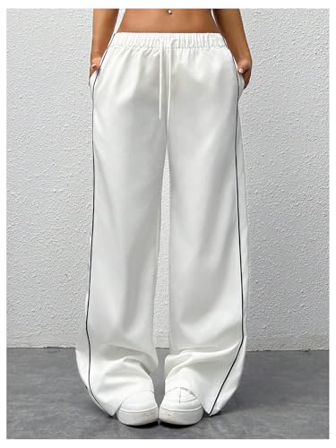 Floerns Girl's Contrast Binding Drawstring Waist Active Baggy Wide Leg Pants3