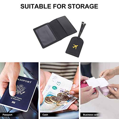 PACKOVE Conjunto de capa de passaporte e etiqueta de bagagem, suporte de passaporte, etiqueta de via
