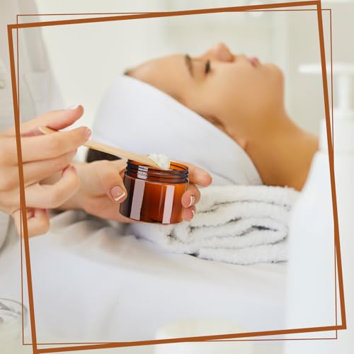 Image of Tanlade 100 Pcs 2 oz Amber Plastic Cosmetic Jars with Lids Empty Leak Proof Container Refillable Cosmetic Jars Airtight for Cream, Lotion, Powder, Ointment, Beauty Products Travel Storage(Round)