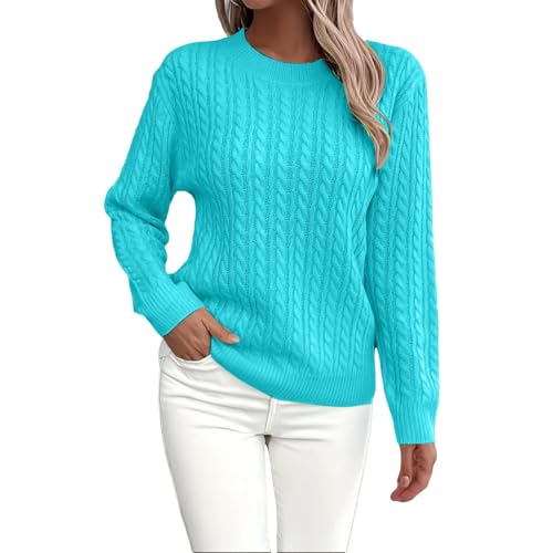 Pull à col rond chaud en tricot torsadé avec manches longues protectrices