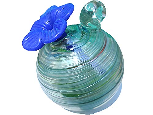 Econia Home and Decor Kolibri Futterspender, mundgeblasenes Glas Kolibri-Futterstation, 8 flüssige Unzen, Fütterung mundgeblasenes Glas mit Blume, Garten Hinterhof Dekorativ, Hängehaken Cover