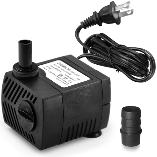 90 GPH Mini Submersible Pump, Small Fountain Pump (5W 350L/H) for water feature, Aquariums, Fish Tank, Tabletop Fountain, Pet Fountain, Indoor or Outdoor Pond Fountain (AC Powered) by DOMICA - Used condition - US$8.09