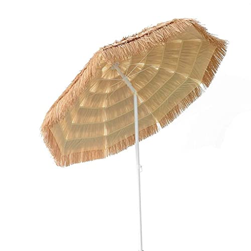Sombrilla de playa de paja contra quemaduras solares con eje orientable 2
