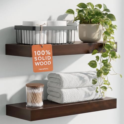Homeforia 18 Inch Floating Shelves, High-End Solid Pine Wood, Set of 4