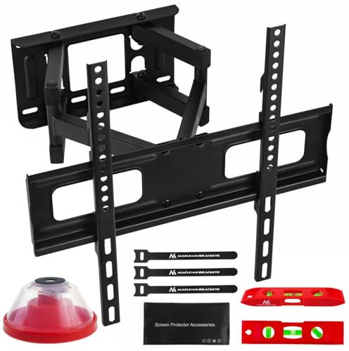 Maclean Supporto da parete per TV da 32 a 75, inclinabile e orientabile, portata fino a 50 kg, distanza dalla parete 80 – 380 mm, VESA 75 x 75 – 400 x 400 cm, per OLED, QLED, LED, LCD, con accessori