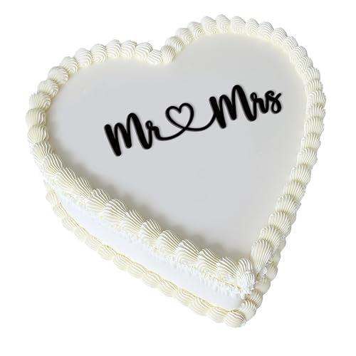 Mr and Mrs Cake Topper – Acrylic Wedding Cake Topper for Bride and Groom, Engagement, Bridal Shower or Just Married Decorations, Elegant Mr & Mrs Sign for Cake (black)