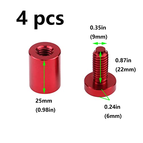 Image of Antrader 4Pcs Glass Standoff 3 /4 inchx1 inch,Solid Aluminum Sign Standoff Screw,Red | Cylindrical Wall Spacers for Signs & Art,Rubber Gasket Avoid Scratching Panels