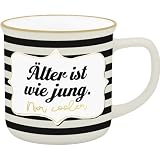 Sheepworld Becher mit Motiv Ente und Spruch Älter ist wie jung. Nur cooler | Kaffeetasse aus New Bone China Porzellan, 35 cl, Geschenkbanderole | Lustiges Geschenk, Geburtstagsgeschenk | 74835