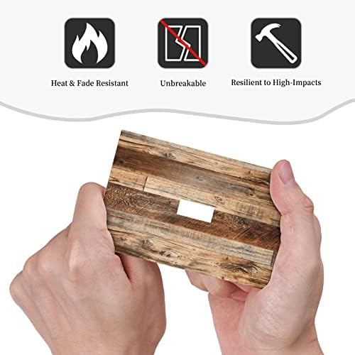 Rustic Brown Wood Light Switch Cover Decorative 1 Gang Single Toggle Switch Plate Covers Farmhouse Vintage Wood Grain Faceplate for Kitchen Bathroom Living Room (Plastic) - 5