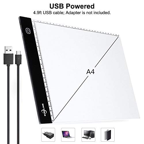 LED Light Pad for Diamond Painting - A4 Tracing Light Box Tracer Board, USB Power, Dimmable Brightness for Weeding Vinyl, Art Drawing, Sketching, Animation