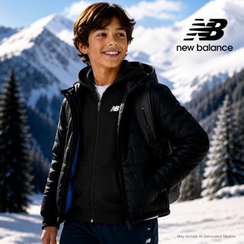 Image of New Balance Boys Zip Up Warm Fleece Hoodie Sweatshirt, Activewear 8-20
