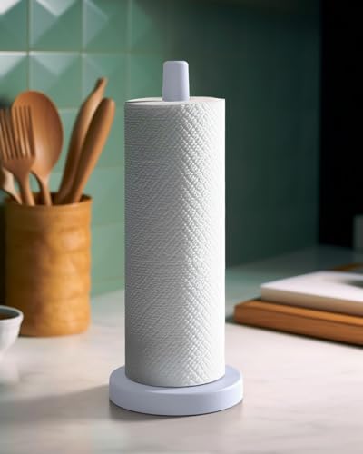KitchLife Wooden Paper Towel Holder Countertop - Solid Freestanding Paper Towel Dispenser Stand with Non-Slip Base (Cool Gray)