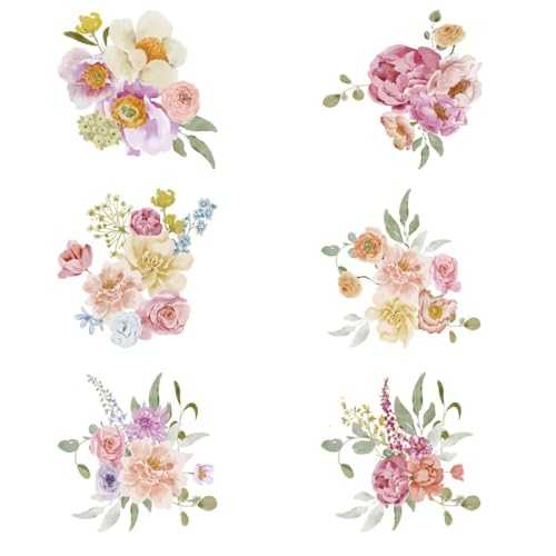Bright Spring Flowers Iron on Transfer Vinyl Cursive Heat Transfer Letters for T Shirts Clothing Stockings Printing DIY Crafts Decorations