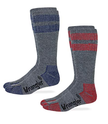 Wrangler Mens Merino Wool Blend Work Crew Boot Socks 2 Pair Pack