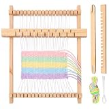 Deuson Webrahmen Kinder, DIY Holz Webstuhl Set, Webrahmen mit Farbige Garn und Anleitung, 20,8 × 16 cm, Strickset für Anfänger und Schüler(Protokollfarbe)
