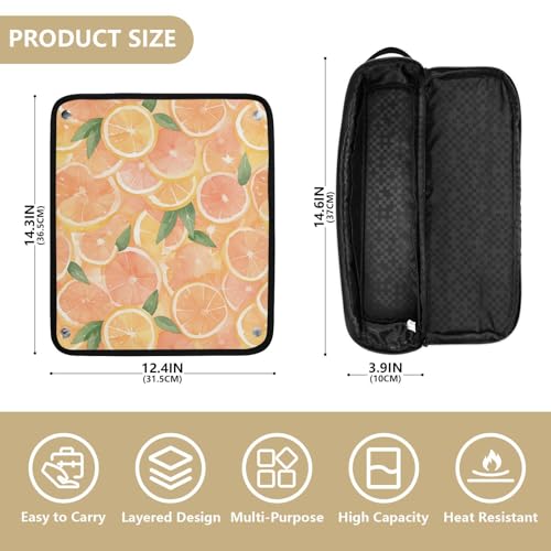 Organizador para herramientas de cabello 2 en 1 Art Grapefruit con tapete resistente al calor y estuche impermeable para planchas y rizadores portátiles miniatura 4