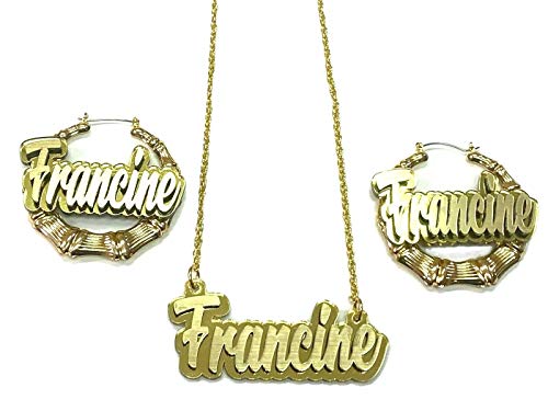 Personalized Matching Necklace and Earrings Set Script Cursive Name Plate Custom Nameplate Color Choice Laser Cut, Earrings Size Choice Available 1.5, 2.5 or 3.5 inches, Made To Order Any Name - Dazzling and Stunning!