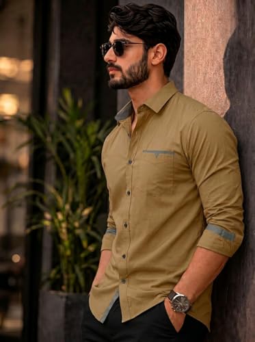 Image of Amazon Brand - INKAST Cotton Shirt for Men | Regular Fit Full Sleeve Casual Shirt | Stylish Formal Office Wear Shirts for Men | Soft Comfortable Breathable Cotton Fabric | Fashionable Office Wear