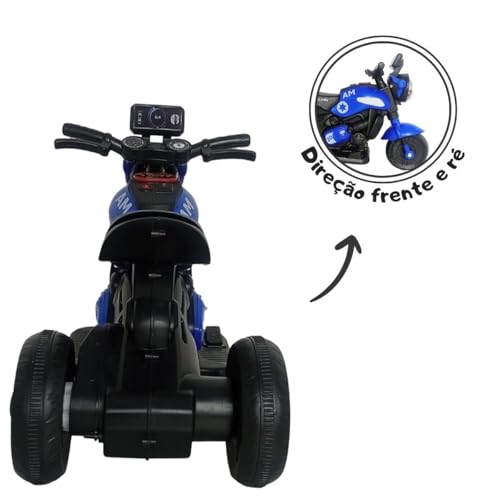Moto Elétrica Infantil Azul Primeira Moto 6v com Luz Led e Música
