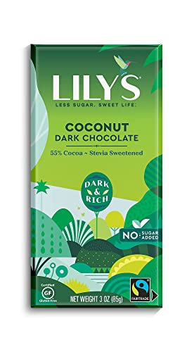 Lily's Coconut Dark Chocolate Style, Individually Wrapped, Gluten Free, Bulk No Sugar Added Sweets Bars, 3 Oz (12 Count) #TOP1