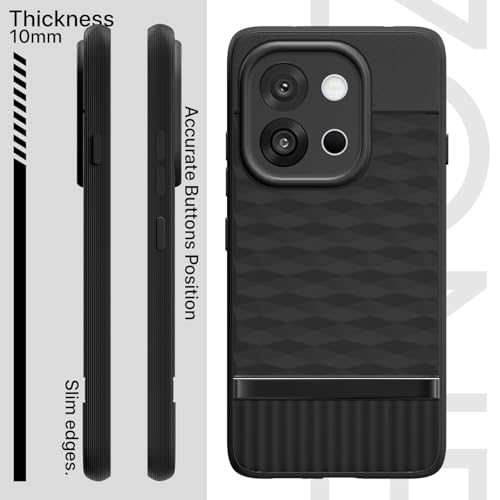 Image of Pikkme Back Cover for OnePlus 13S 5G Camera Protection 3D Hexa Cube Design Silicone Protective Bumper Case (Black)