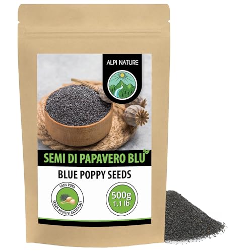 Alpi Nature Semi di Papavero 500g, Semi di Papavero Blu Interi per Cucinare e Dolci
