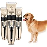 Retoo Leise Hundeschermaschine Profi mit 4 Aufsätze, Schermaschine Hund Katze Tierhaarschneidemaschine Elektrische Hundetrimmer Schnurlosen Haarschneidemaschine Tierhaarschneider