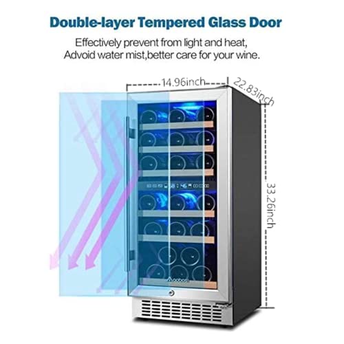 Aaobosi Wine Cooler Refrigerator 15 Inch Dual Zone 30 Bottles Wine Fridge Built In Or Freestanding Compressor With Temperature Memory | Fog Free | Front Vent | Quick And Quiet Operation #TOP3