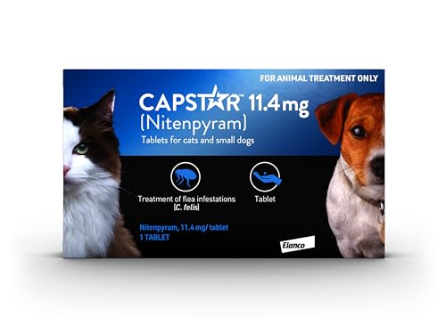 Capstar Flea Tablets for Dogs and Cats from 1kg to 11kg, Oral Medication for Flea Treatment in Small Dogs and Cats, Contains 1x 11.4mg Nitenpyram Flea Tablet