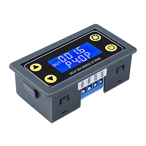 Icstation 12V Timer Relay, DC 6-30V Time Delay Relay with MOS Voltage Output Cycle Timer LCD Display 10A Programmable Relay Switch Module 0.01s-9999mins ON-Off Control for Light Water Pump Engine
