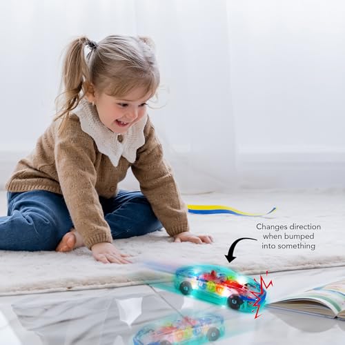 image for ArtCreativity Light Up Transparent Sensory Car Toy for Kids, 1PC, Bump