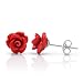 925 Sterling Silver Tiny Red Rose Flower 9 mm Post Stud Earrings
