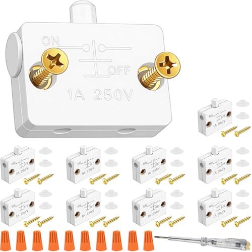 Image of DAOKAI Cabinet Door Switch 1A 250V Push Button Light Switch White,10PCS