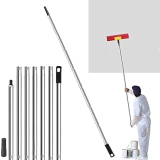 Rouleau de peinture extensible de 2,8 m, 7 sections en acier inoxydable avec adaptateur conique, réglable (80 cm-280 cm) pour peindre les murs, les plafonds, les sols et le nettoyage des fenêtres