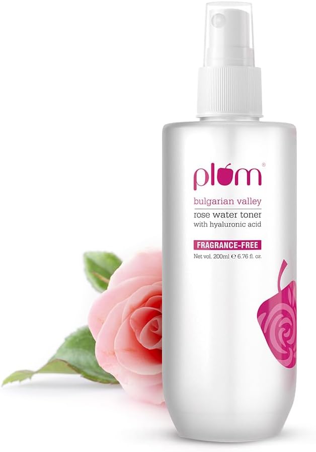 Plum Bulgarian Valley Rose Water Toner (for daily use), With Hyaluronic Acid & Rose Extracts|100% Natural Rose Fragrance, Soothing and Pore Tightening | (Colourless)(200 ml (Pack of 1))