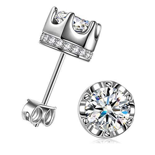 ANGEL NINA 925 Sterling Silver Stud Earrings Brilliant Cut Simulated Diamond Cubic Zirconia Hypoallergenic Jewelry for Party Wedding Drama Social & Formal occasions, Quality Workmanship Jewelry Gift Box