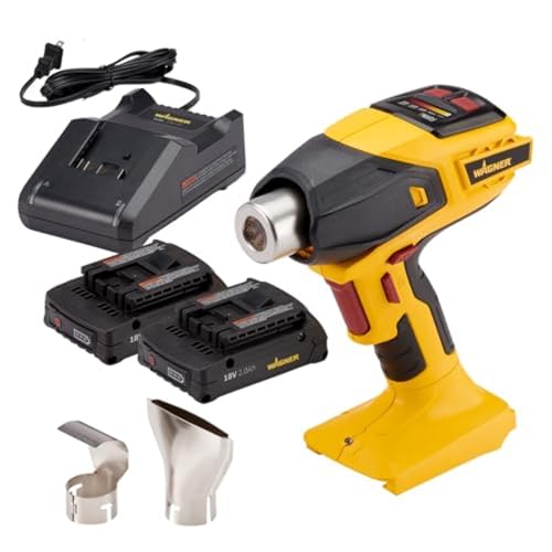 Image of Wagner SprayTech 2462735 FURNO 550 18V Variable Temp Cordless Heat Gun for Crafts, Wire Shrinking, Defrosting Pipes, with 2 Nozzles - Includes 2 Batteries and a Charger
