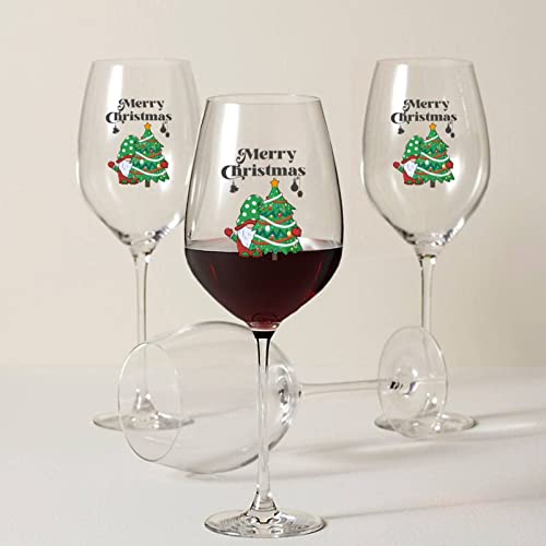 Verres à vin de Noël de 481g en verre haute clarté avec gnomes dessinés - 8