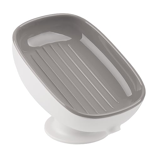 RAMFIYN Soap Holder Self Draining for Sink Soap Holder Suction Cup Bar Soap Holder for Kitchen Bathtub - Gray