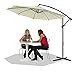 Produktbild HENGMEI Ø350cm ALU Sonnenschirm Gartenschirm Ampelschirm Strandschirm Kurbelschirm Neigbar Marktschirm Terrassenschirm mit UV Schutz 40+ für Balkon, Garten, Tarasse (Ø350 cm, Beige)