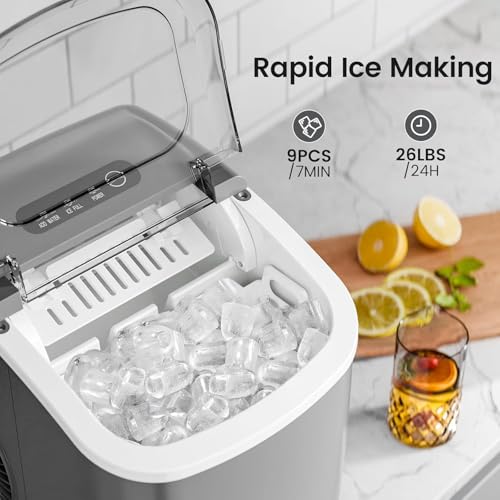 Máquina de hielo portátil para encimera, 26 lbs/día miniatura 3