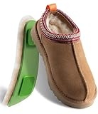 MelSyd Womens Slippers Sheepskin Indoor-Outdoor: 100% Australian Merino Wool Lined with Memory Foam Cozy House Shoes - Slip on Waterproof Winter Suede Clogs - Christmas/Holiday Gift - Chestnut Size 7