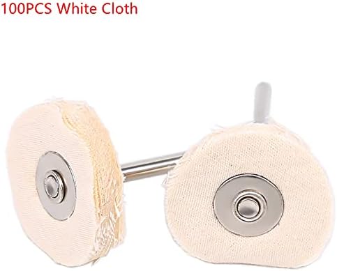 100PCS Felt Grinding Sanding Head Abrasive Tool Jewelry Polishing Wheel Buffing Pad 2.35MM Shank Polishing Cloth Wheel (White)