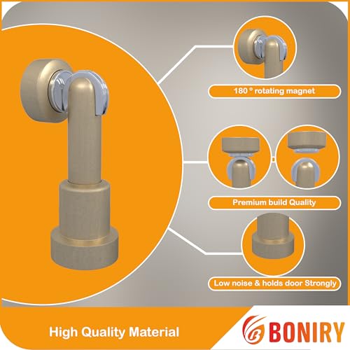 Image of Boniry Premium Magnetic Door Stopper | Durable, Stylish & Rustproof | Protects Doors | Strong Hold, Easy Installation, Perfect for Home & Office Use (1, Brass)