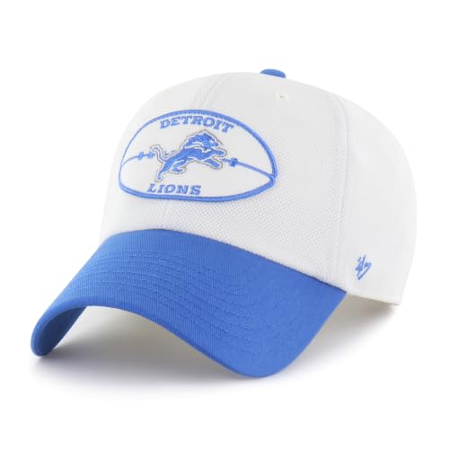 47 Men's White/Blue Detroit Lions Pique Patch Clean Up Adjustable Hat