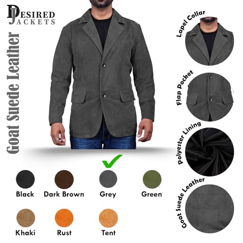 Image of Suede Leather Blazer for Men Suede Sport Coat for Men Blazer Suede Leather Jacket Blazer Coat for Men