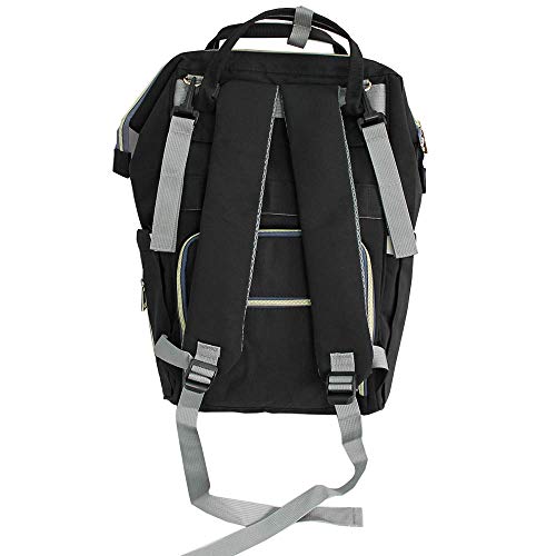 Bolsa/Mochila Maternidade Preta Mommy Bag Com USB e Impermeável Com Trocador e Porta Mamadeira Model