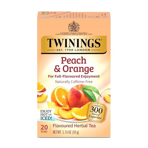 Herbal Tea, Peach & Orange, Caffeine-Free, 20 Tea Bags, 1.76 oz (50 g), Twinings