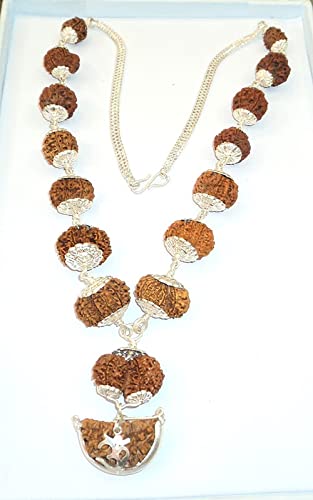 Blustone Premium & Precious 1 to 14 Mukhi Rudraksha Mala Nepali Beads with Gauri Shankar & Ganesh Certified by Lab. ? ?? ? ? ? ? for Men & Women