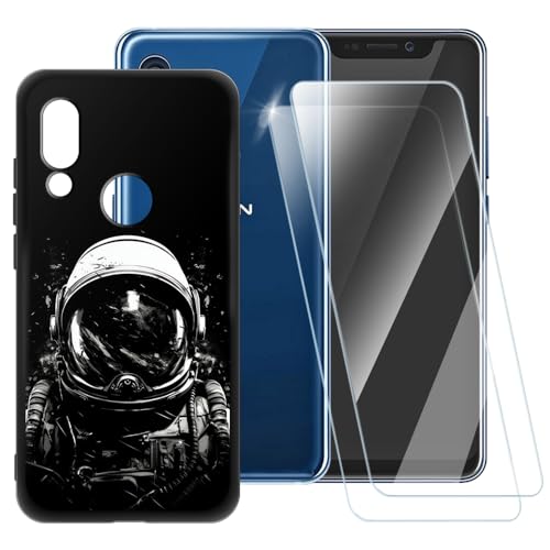 Funda TPU Impresa + 2 Protectores de Pantalla de Vidrio Templado Compatible con ZTE Axon 9 Pro, Carcasa Artística Delgada Antigolpes, Antirrayaduras, Protección Total